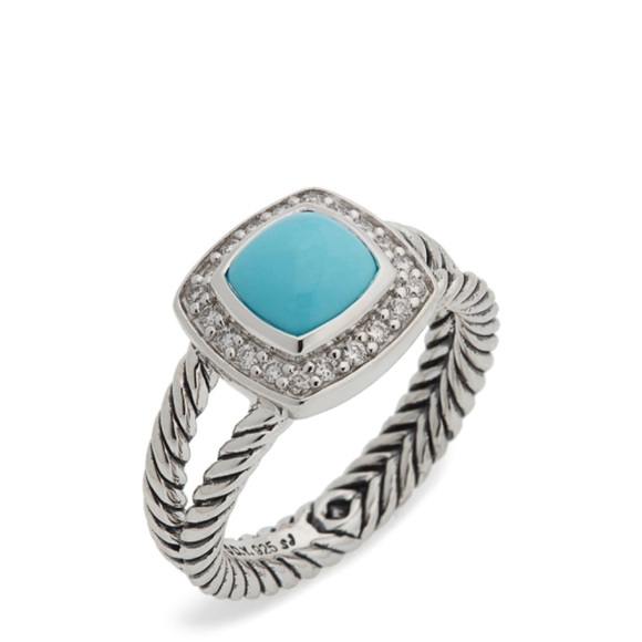 David Yurman Albion Turquoise Diamond Ring - Picture 1 of 2